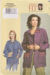 7855 VOGUE BETZINA LONG POCKET LINEN / FLEECE JACKET PATTERN ABC,DEF